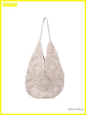 Crochet Beach Bag Woven Tote Summer Handbag Hollow Out Shoulder Bag
